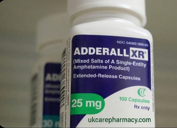Genuine Adderall Prescription Medication Bottle Buy Adderall online used for adult ADHD treatment.