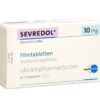 A box of 10mg Sevredol medication filmtabletten for legal pain relief.