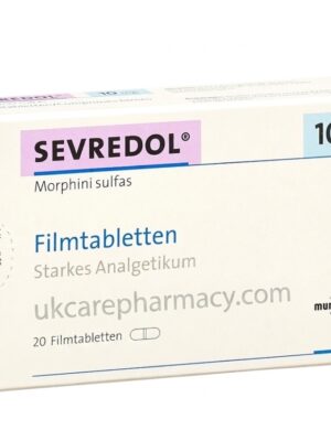 A box of 10mg Sevredol medication filmtabletten for legal pain relief.