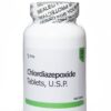 A professional medical photograph displaying a secure plastic prescription bottle with a sealed cap, providing a legitimate way to order Chlordiazepoxide online safely.